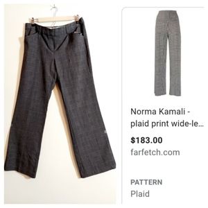 NEW Norma Kamali checked plaid wide straight leg